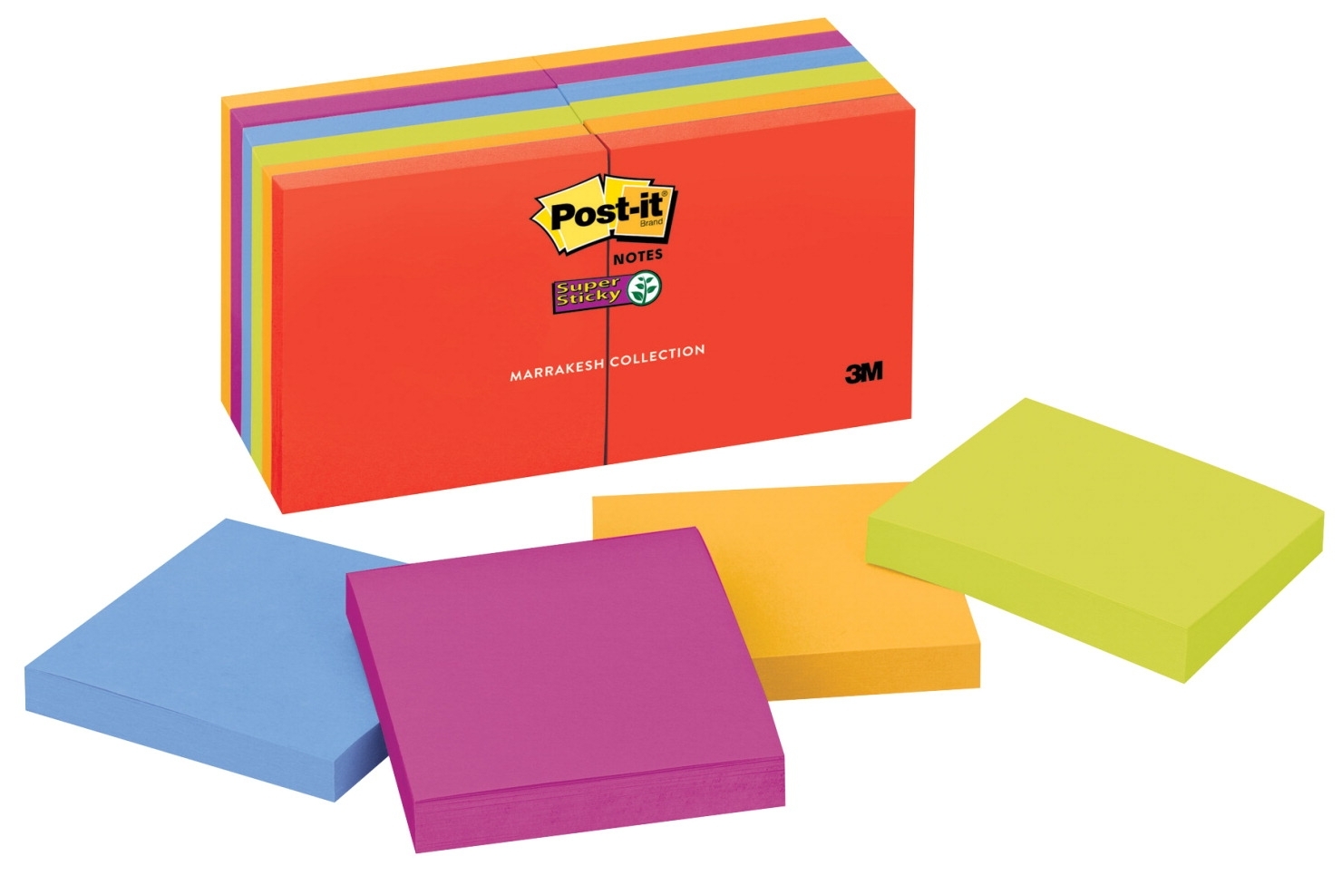 Post-it Super Sticky Notes, 3 in x 3 in, Rio de Janeiro Collection, 24