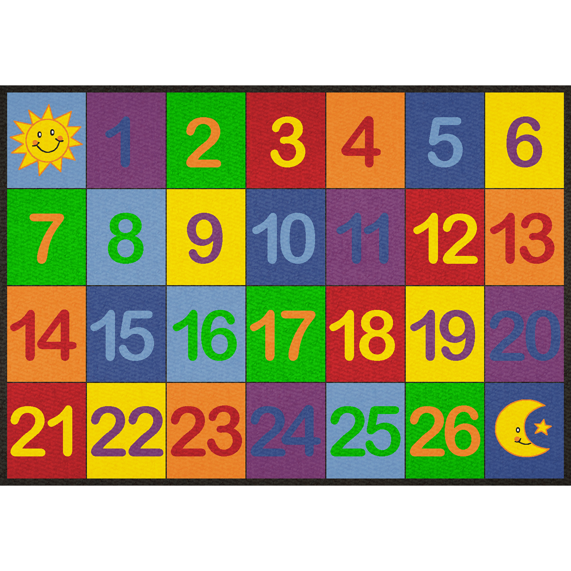 MansionSchools.com : Colorful Number Grid 1-26 Rug - Rectangle 