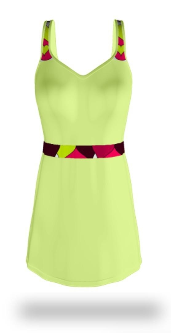 Noblewoman Key Lime Green Tennis Dress With 45 Spf Sun Protection Sweat Control-Large